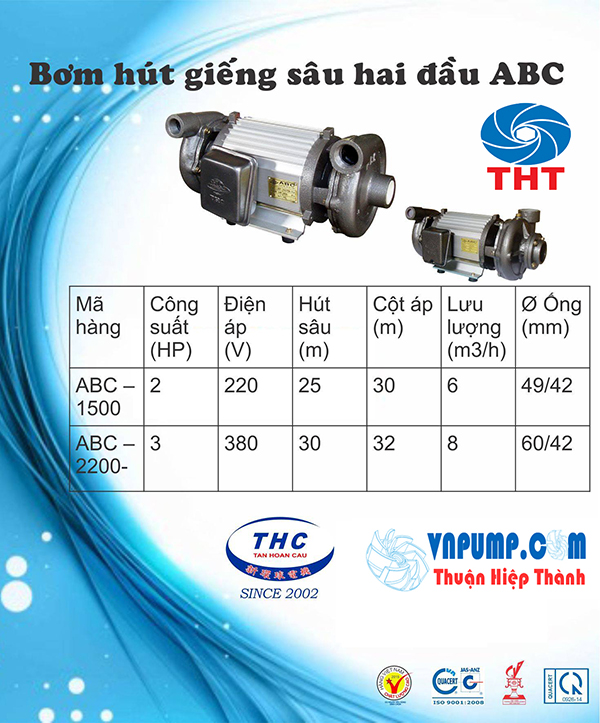 Máy bơm 2 đầu hút giếng sâu Tân Hoàn Cầu