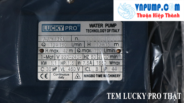  Máy Bơm Lucky Pro 1HP 1pha 220V