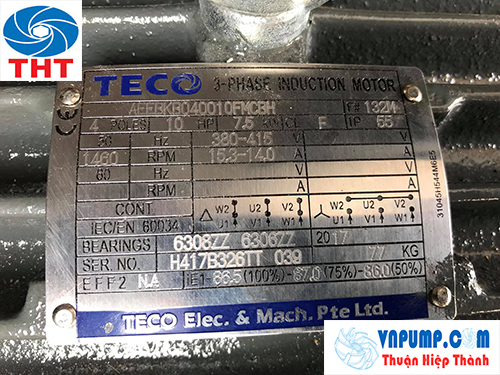 thống số máy bơm teco 4 pole